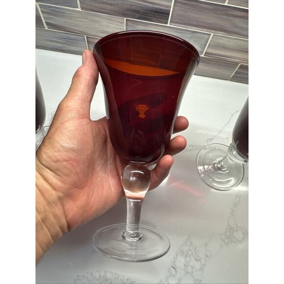 Red Casual Setting Water Glasses Durand Ruby Red Glassware 3 - Picture 8 of 14